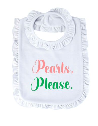 Pearls, Please Bib (White/Pink)