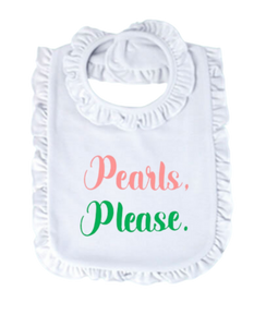 Pearls, Please Bib (White/Pink)