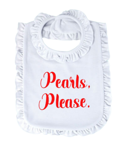 Pearls, Please Bib (White/Red)